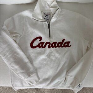 Roots Team Canada White Half Zip Women's Medium